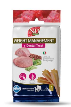 N&D quinoa Weight Management + Dental Treath 110g - poslastica za pse