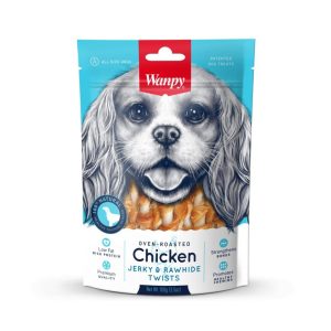 Wanpy Chicken Jerky & Rawhide Twists 100g - poslastica za pse